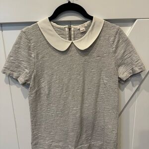J. Crew Gray Top with Cream Collar